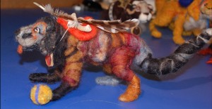 Hound Dog mix with ball felted armature and artifacts